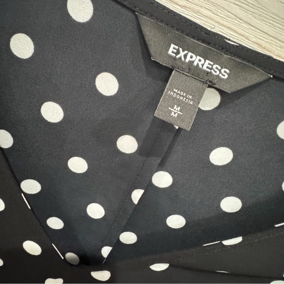 Express black white polka dot tie waist bodysuit ❤️ - Picture 5 of 8